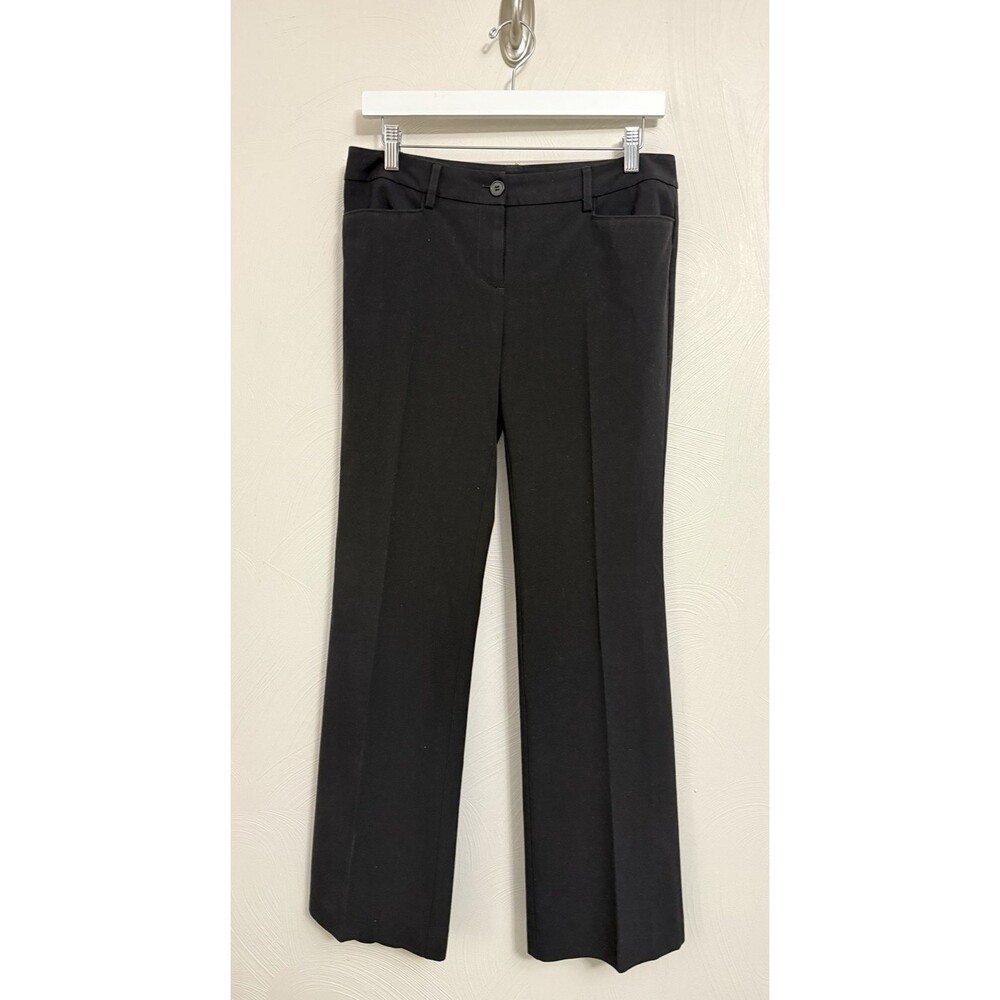 New York & Co STRETCH Womens 4 Black Dress Pants Trousers Mid-Rise Flared Leg
